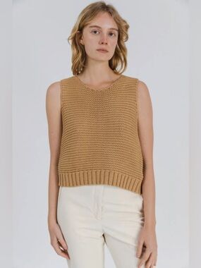 All : Row NWT Cropped Knit Open Back Sweater Vest Sleeveless Chunky Tank XS